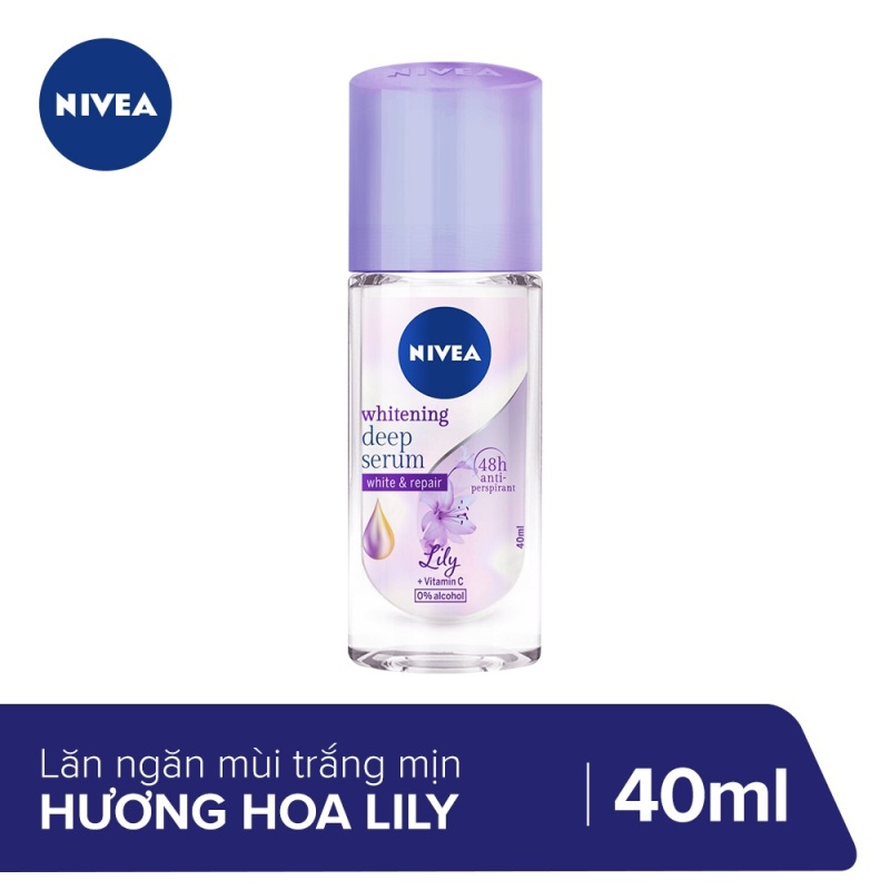 Lăn ngăn mùi Nivea serum trắng mịn hương hoa Lily 40ml 85310 nhập khẩu