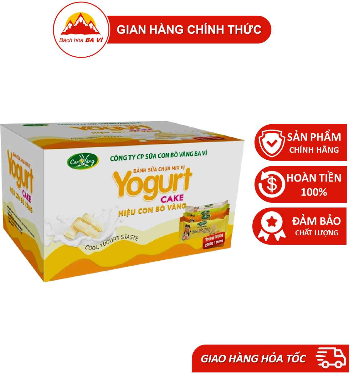 Thùng 2kg Bánh Sữa Chua Mix Vị Con Bò Vàng Ba Vì