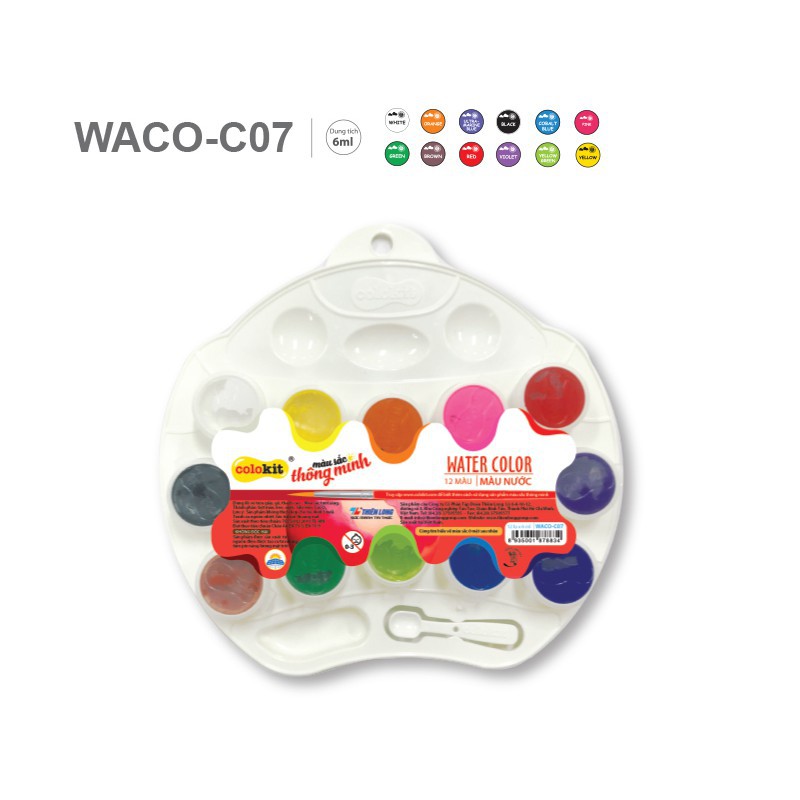 MÀU NƯỚC THIÊN LONG WACO-C07 (VỈ 12 MÀU)