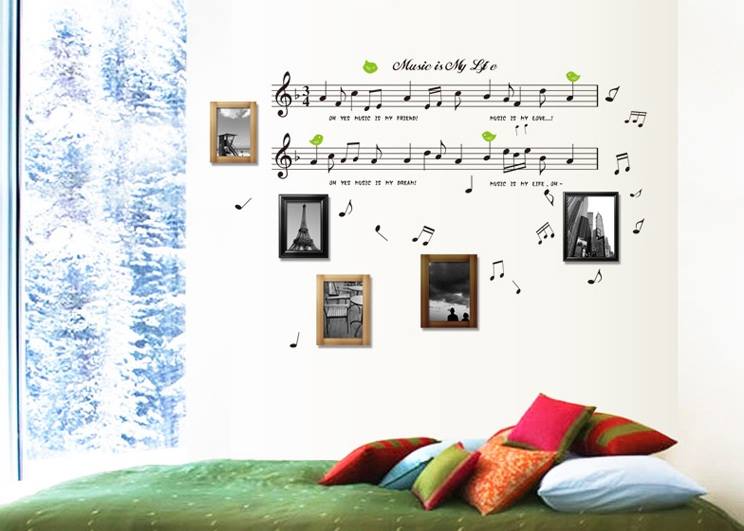 Decal dán tường nốt nhạc music