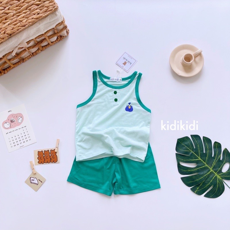 Đồ bộ ba lỗ chất thun lạnh mềm mát cho bé trai mặc nhà