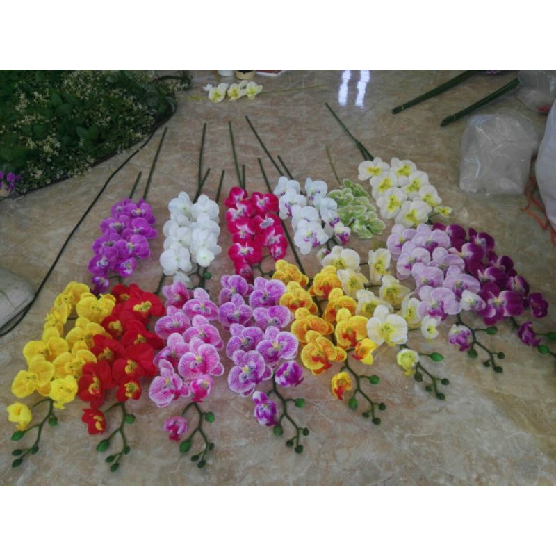 Hoa giả_ Cành lan hồ điệp 9 bông