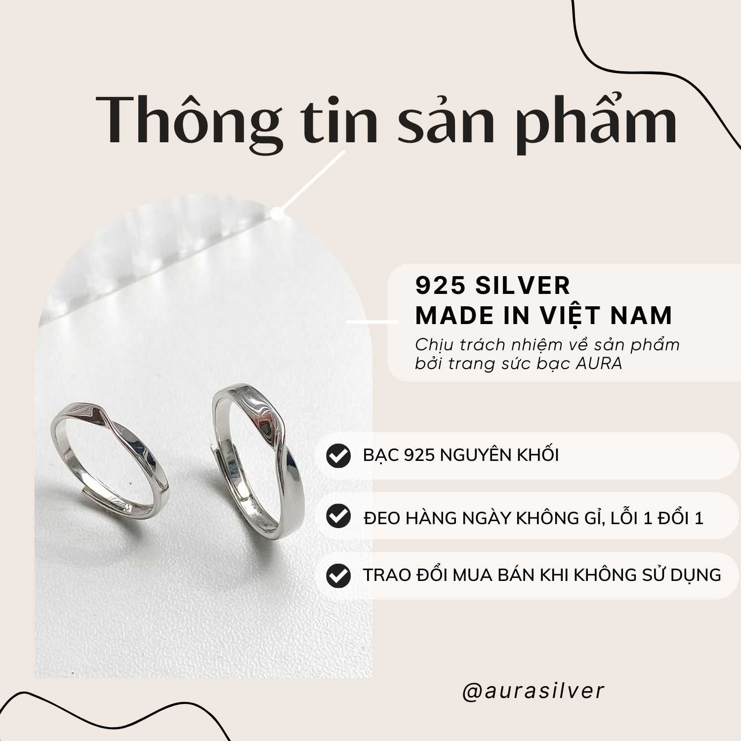 Nhẫn cặp nam nữ nhẫn đôi freesize Twist Aura-ND06