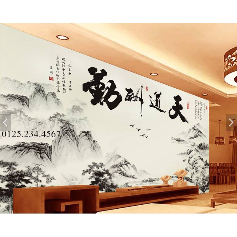 Decal dán tường Tranh phong thuỷ 3D TO