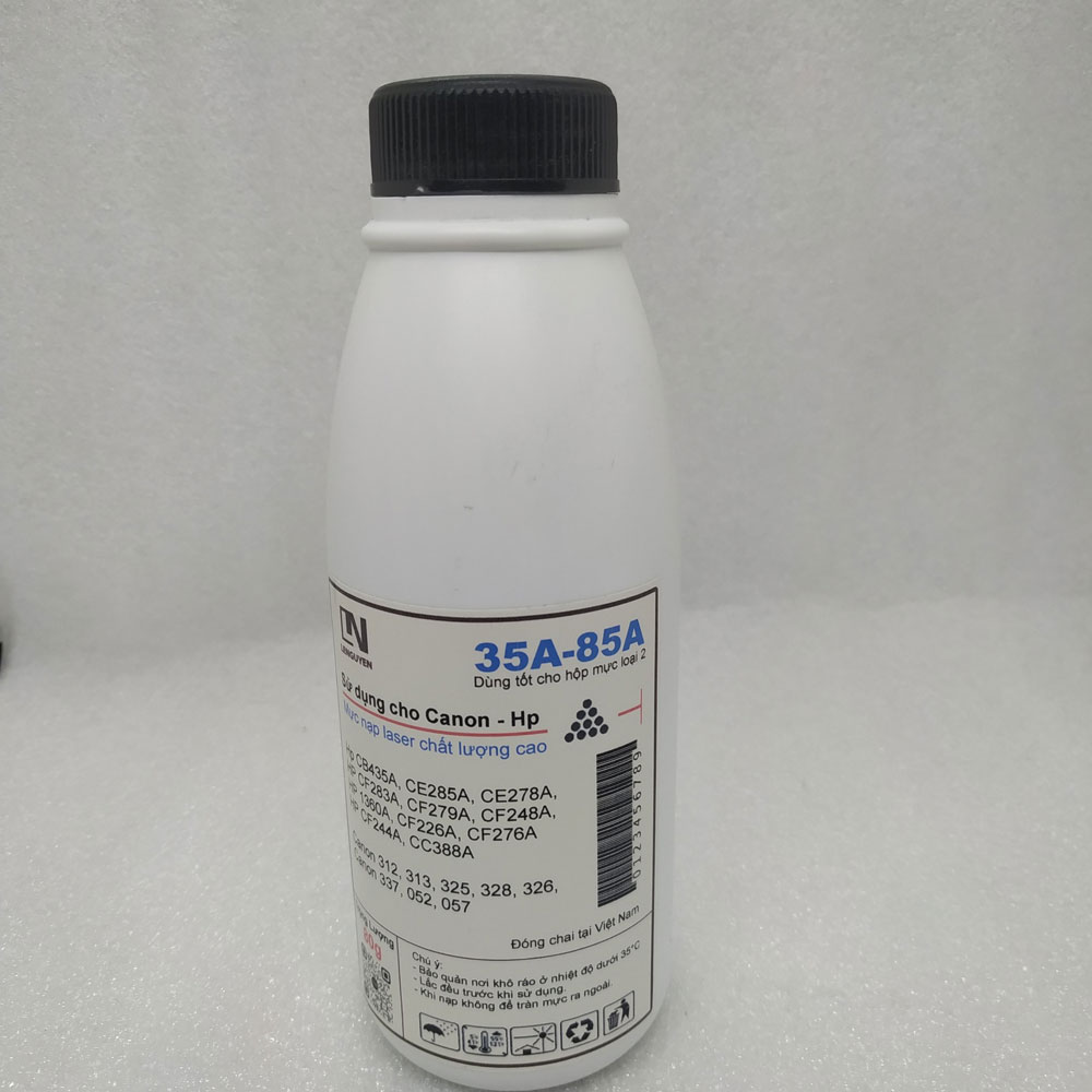 10 chai Mực nạp LN 35A 85A cho máy in HP P1102, M12A, M15A, M28A Canon 6030, 6230 3050 đậm, ít thải