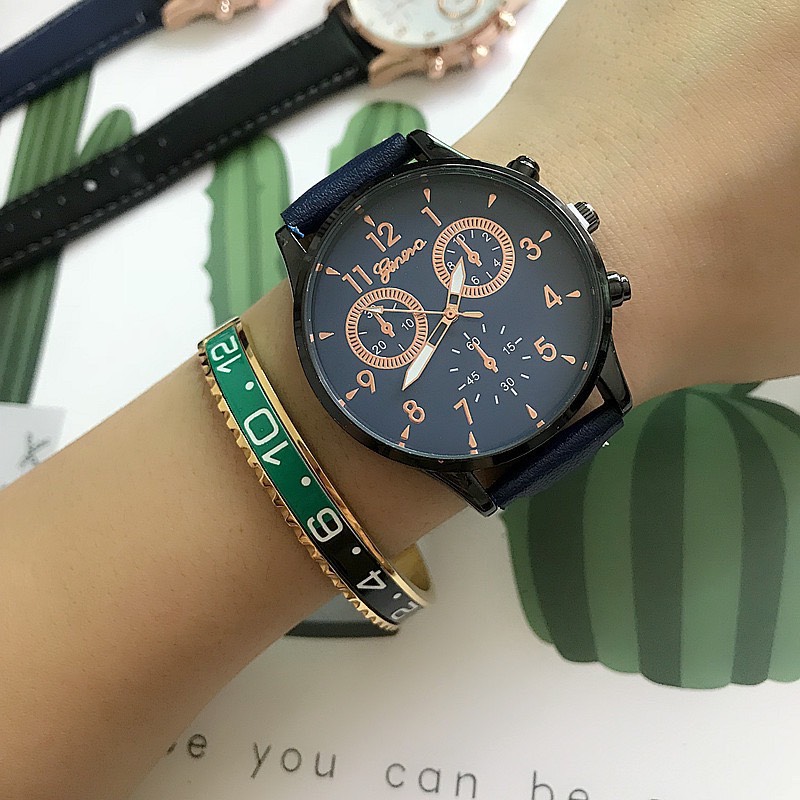 ĐỒNG HỒ NAM GENEVA DÂY DA THỜI TRANG CAO CẤP