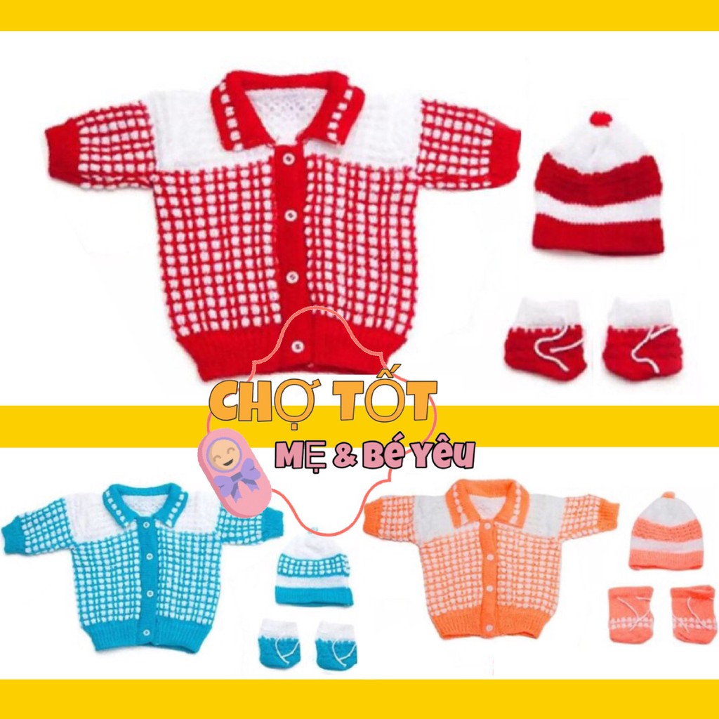 Bọ áo,nón,vớ bằng len cho bé sơ sinh - 5 tháng