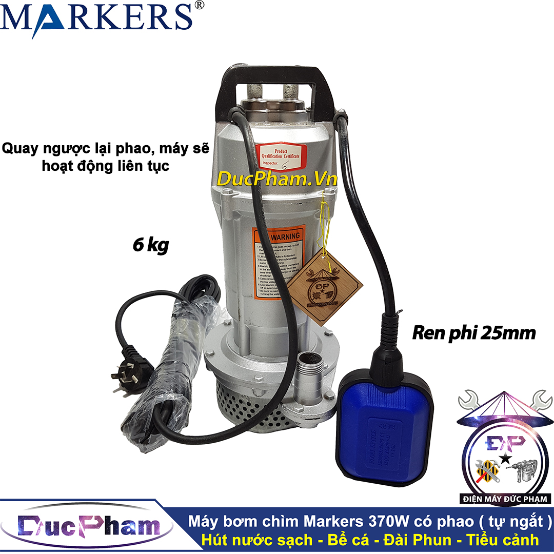 Máy Bơm Chìm điện 220v Markers 370w Có Phao Máy Bơm Tõm MÁy BƠm