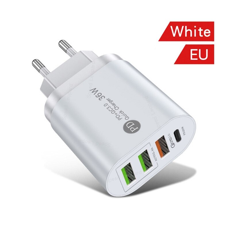 Cục Sạc Nhanh 20W PD Type C 4 Cổng Sạc, Củ Sạc Có Đèn Led Phát Sáng, cốc sạc đa năng điện thoại máy tính bảng CuuLongstore