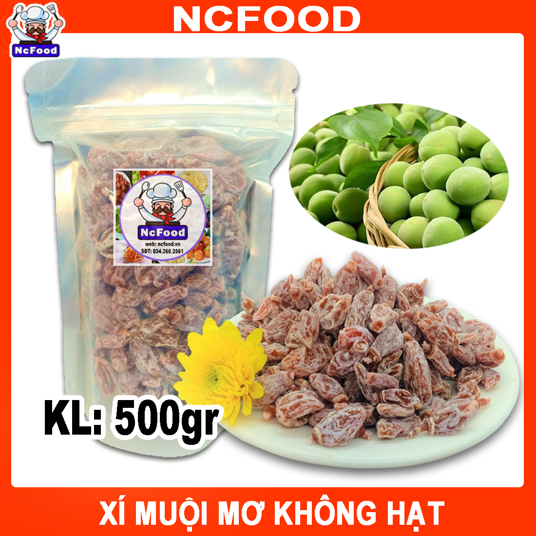 Xí Muội Mơ Không Hạt Loại Ngon (500gr) (NCFOOD)