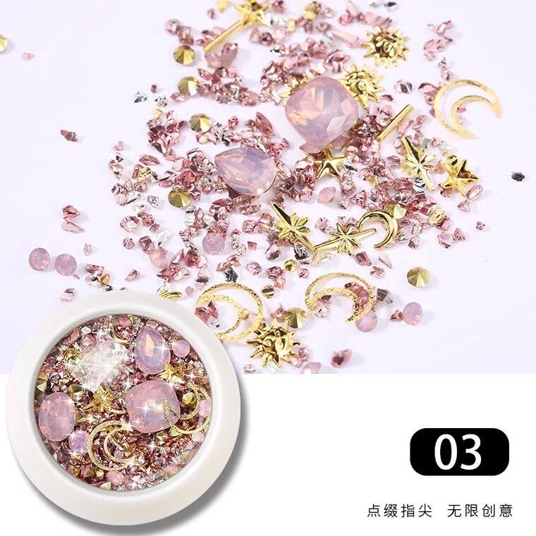 Combo 1 hộp đá gắn móng + 1 chai gel đính đá