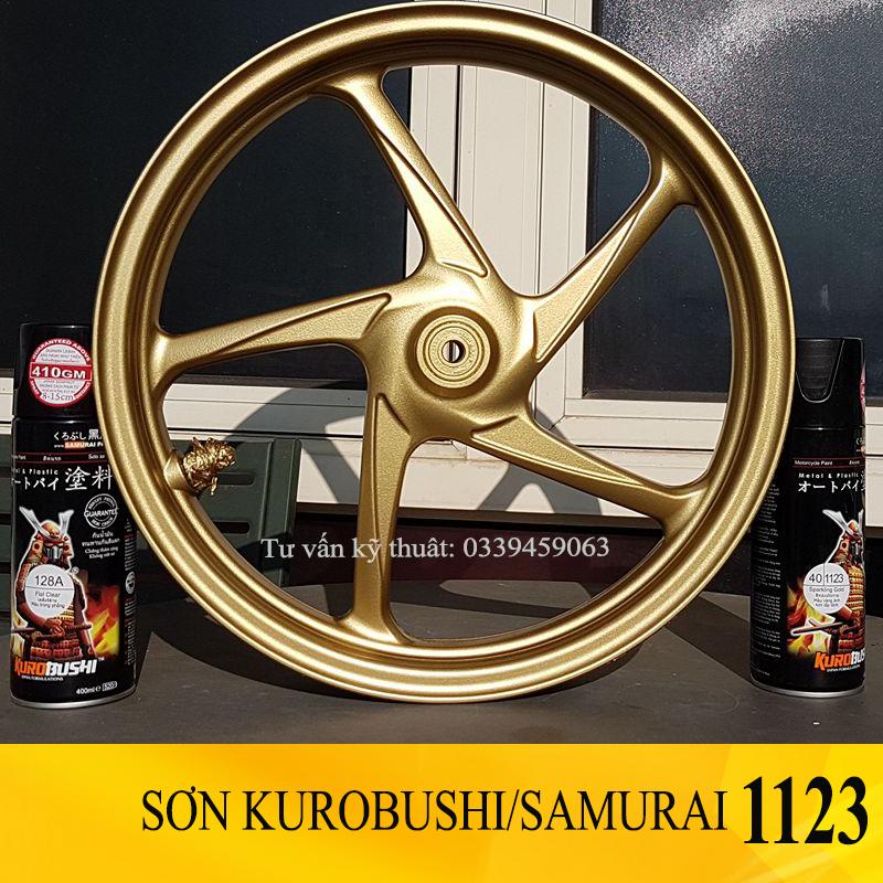 Sơn samurai xanh ánh kim - Combo màu vàng 1123 sơn xịt samurai