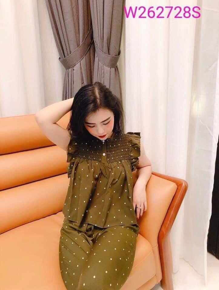 Sét đồ bộ chấm bi áo cánh tiên quần lửng bao đẹp lđ0719