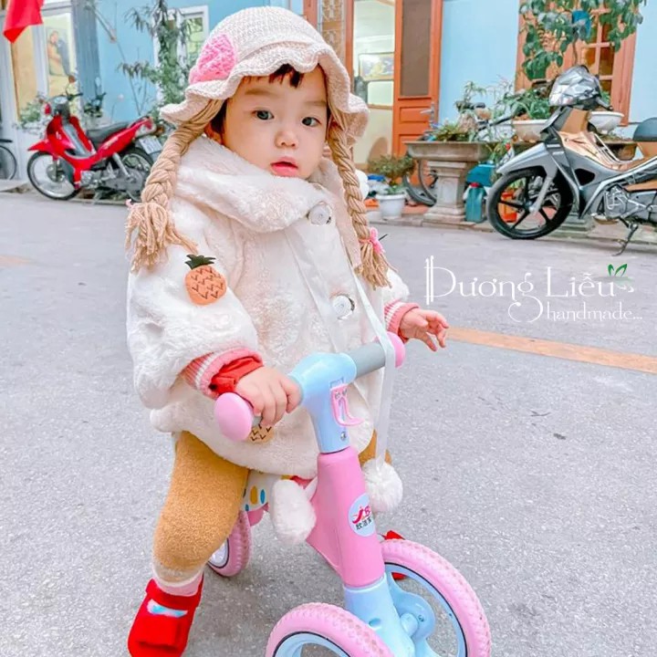 Nón len handmade có 2 bím tóc cho bé (nhiều mẫu mới)