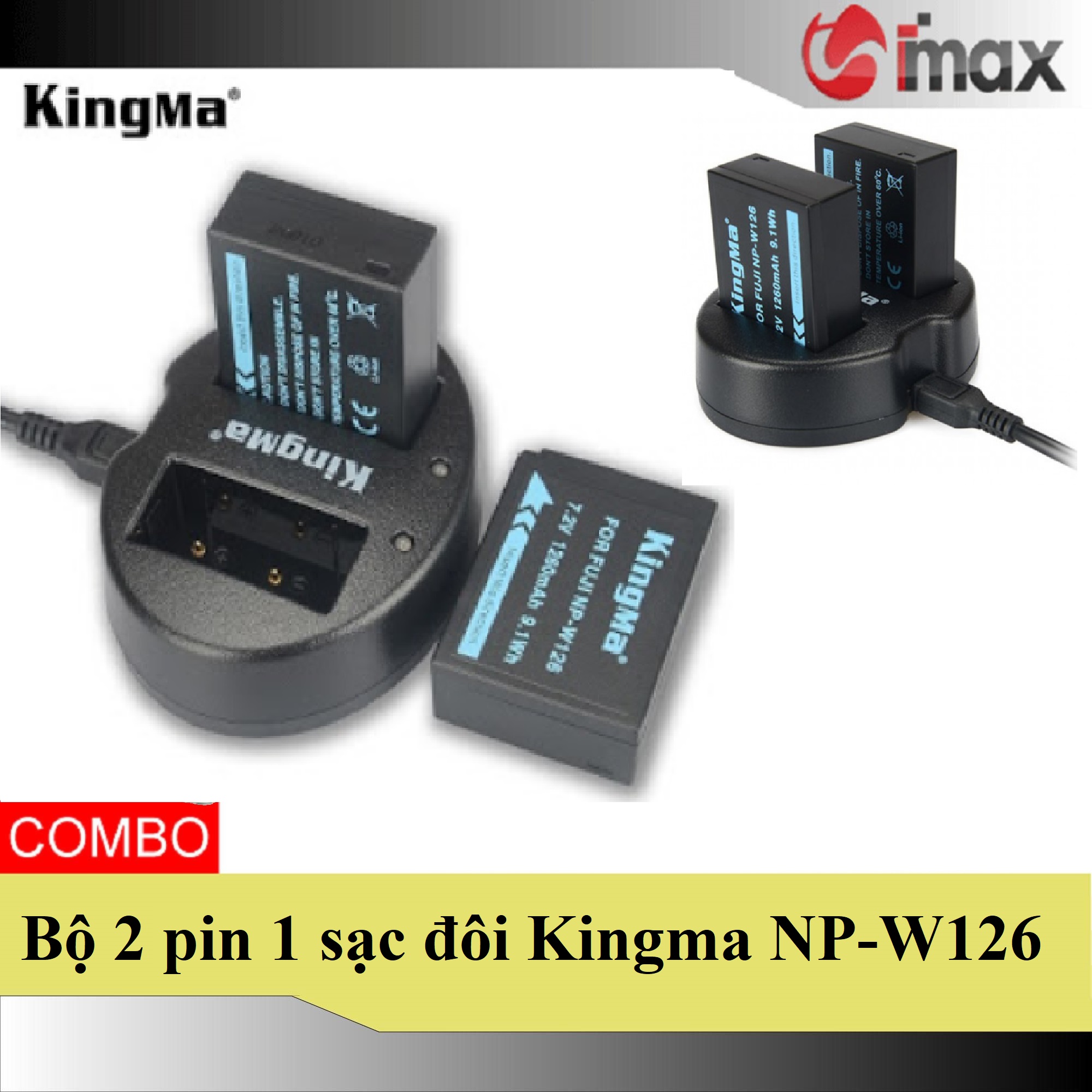 Bộ 2 pin 1 sạc đôi Kingma NP-W126