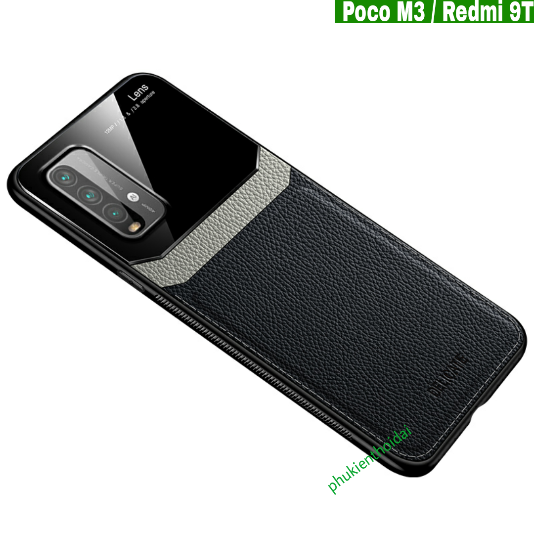 Ốp lưng DA KÍNH Xiaomi Redmi 9T / Poco M3 dùng chung chống sốc cao cấp