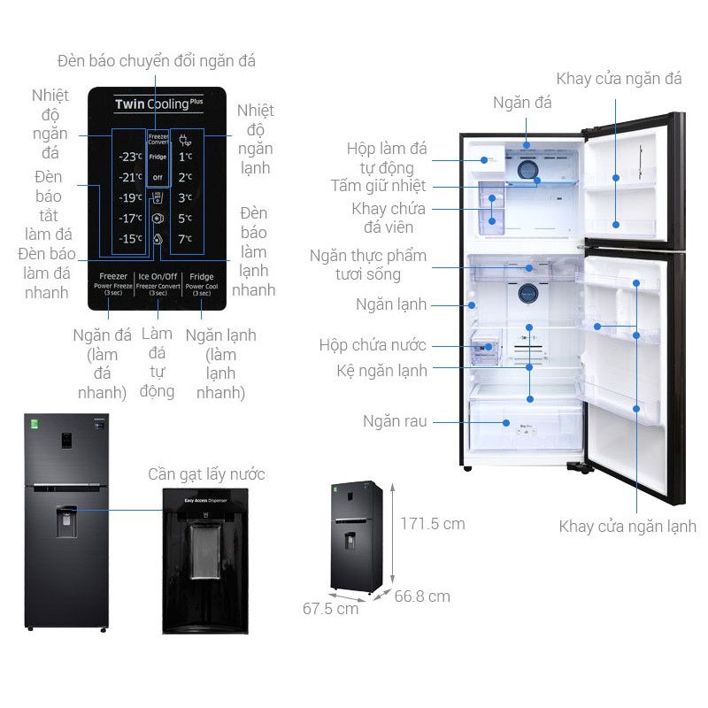 [Trả góp 0%]Tủ lạnh Samsung RT35K5982BS/SV 360 lít Inverter