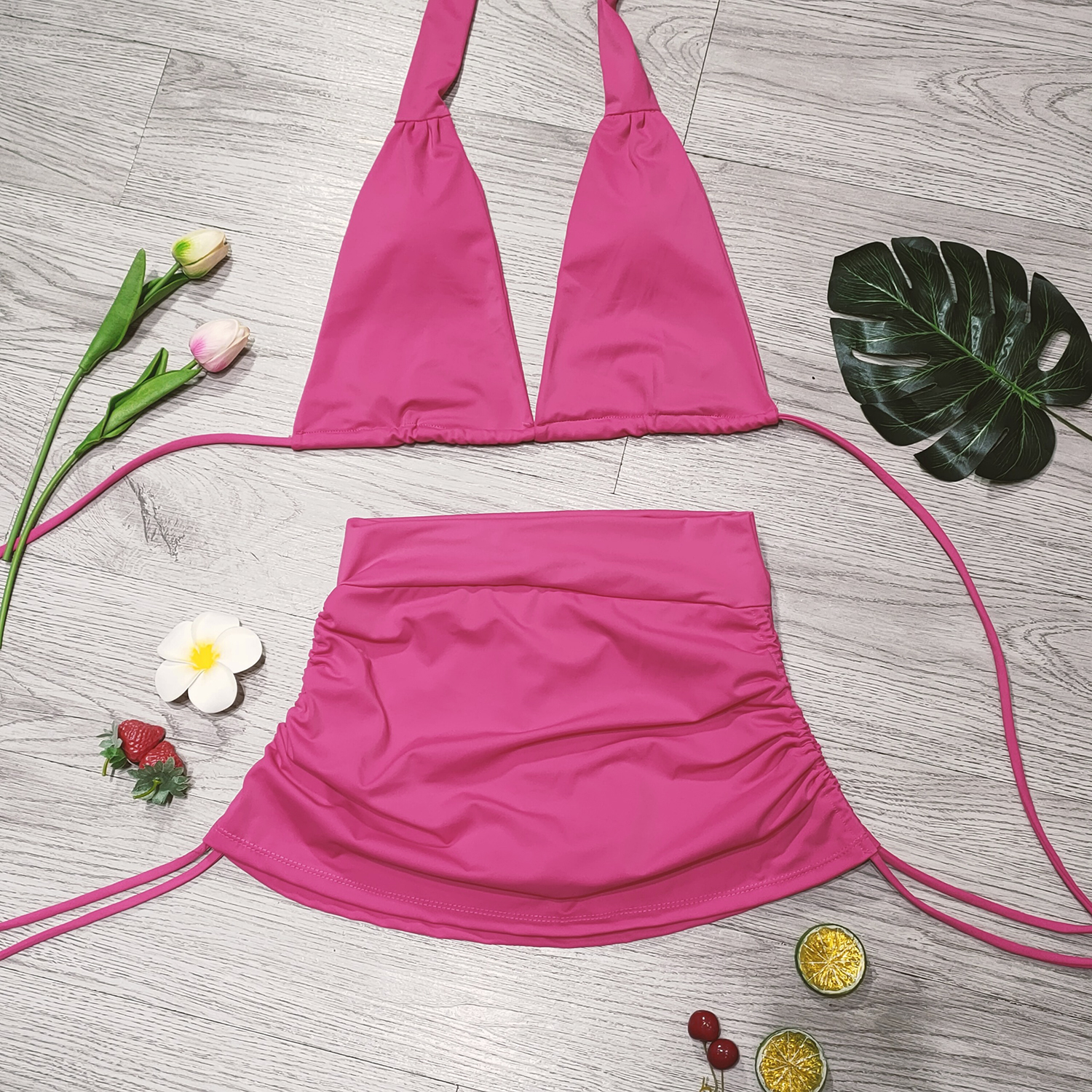 Đồ bơi nữ, bikini 2 mảnh quần váy dây rút Bin Sports BHV149