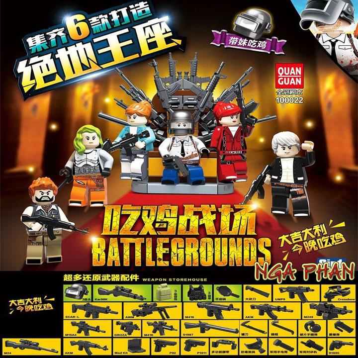 Bộ 6 Nhân Vật Game PUBG Chúa Tể Chiến Tranh Quan Guan Đồ Chơi Xếp Hình Lắp Ráp MOC DIY