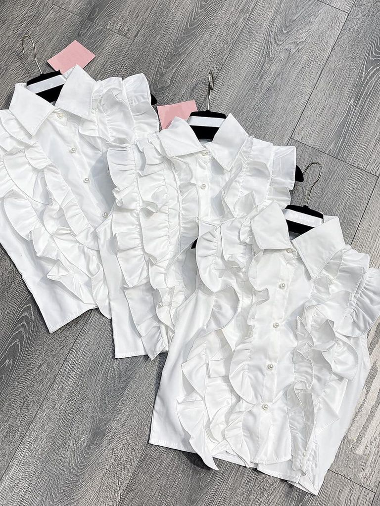 Áo sơ mi sát nách phối bèo - mẫu áo sơ mi nữ siêu hot, mix gì cũng đẹp lcxa10