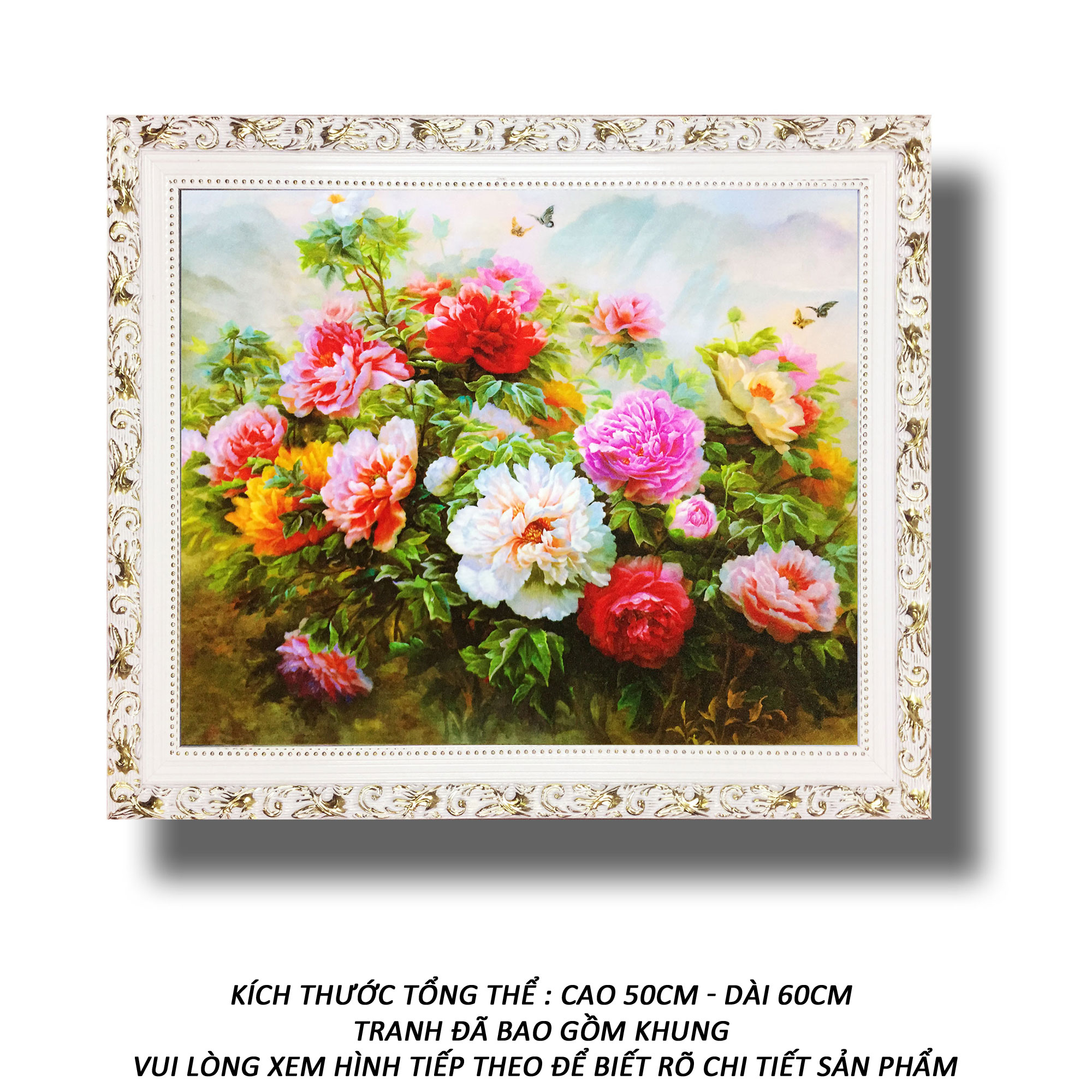 Tranh treo tường - Hoa Khai Phú Quý 06 - Tranh Minh Hiền (KHUNG GỖ - 50 x 60cm)