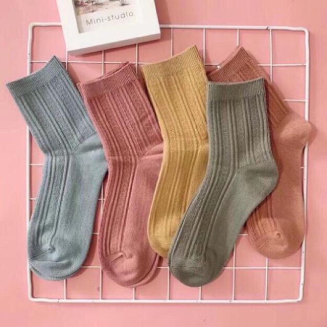 [deal] Sét 10 đôi tất len gân cao cổ cho nữ