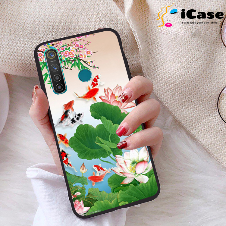 Ốp lưng Realme 5 Pro viền dẻo TPU BST Sen