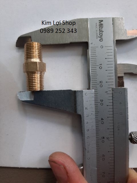 Nối thau 2 đầu ren ngoài 9.6mm .
