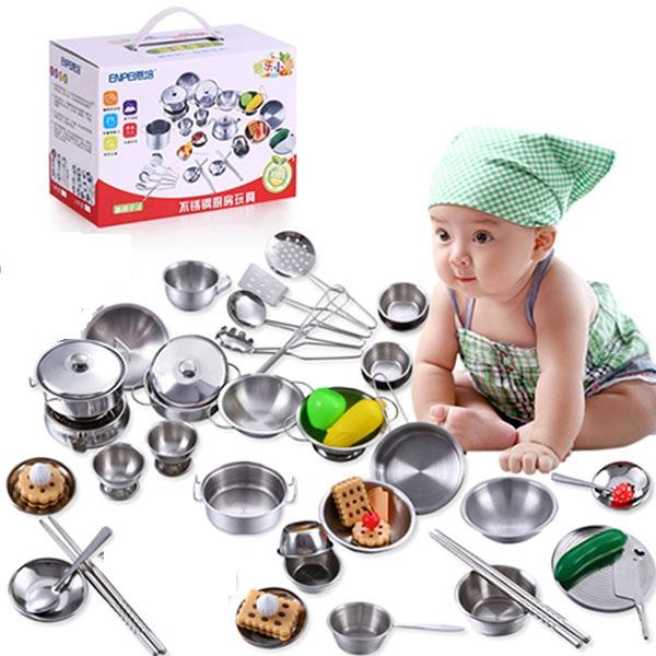 Bộ đồ chơi nấu bếp bằng inox cho bé 40 món