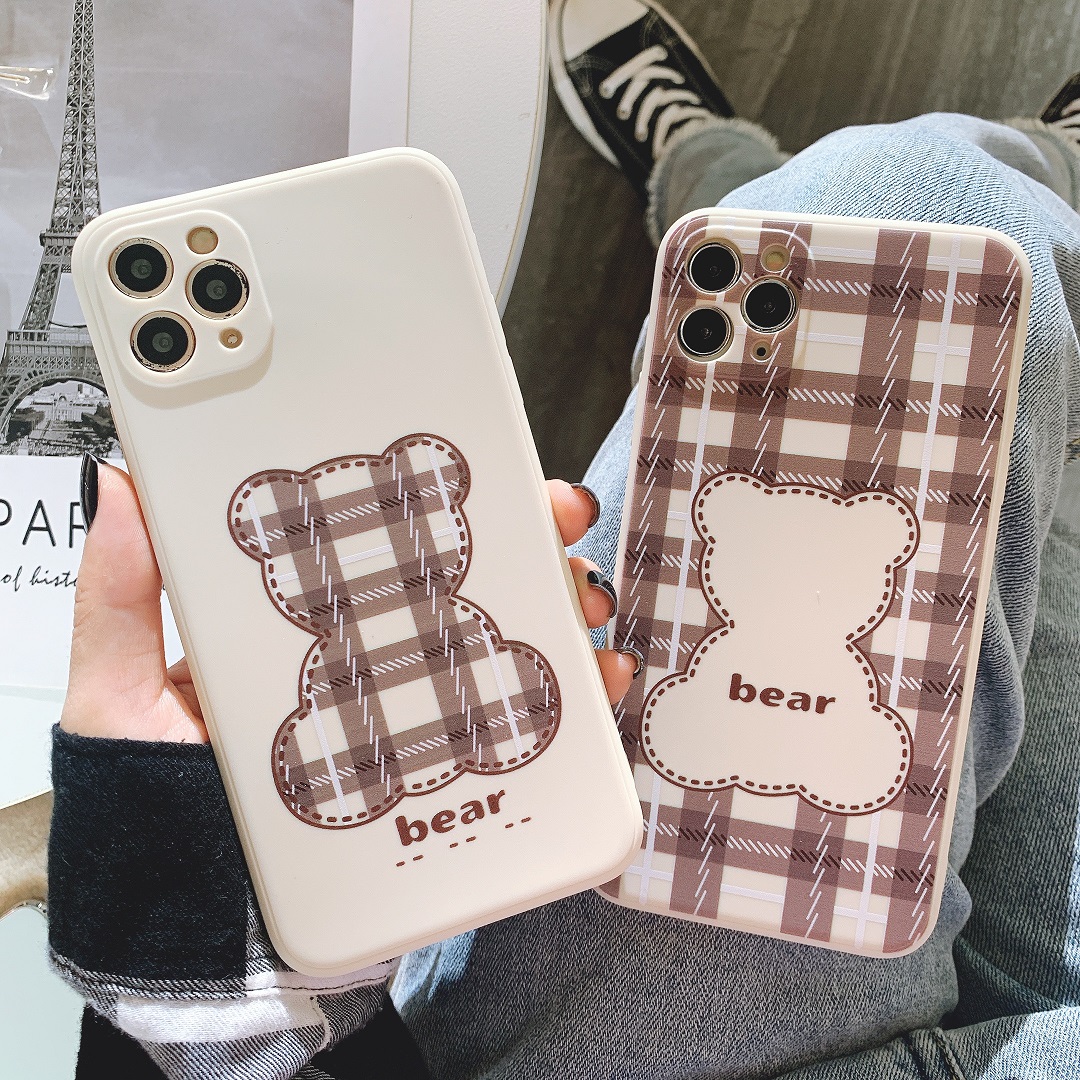 Ốp Lưng Silicon Màu Bảo Vệ CAMERA Cute Bear Caro