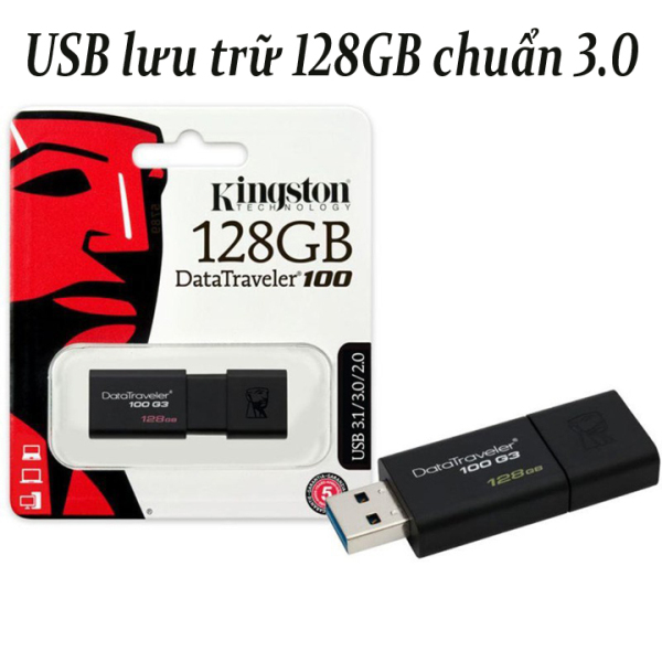 USB lưu trữ di động chuẩn 3.0 KINGSTON DT100G3 bản 128G hàng chính hãng