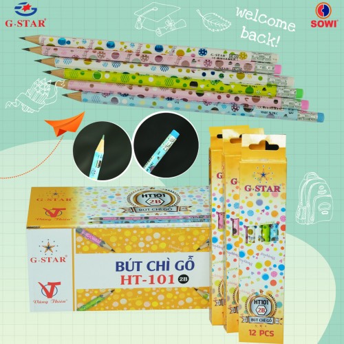 Hộp 12 cây bút chì gỗ g-star ht101-2b