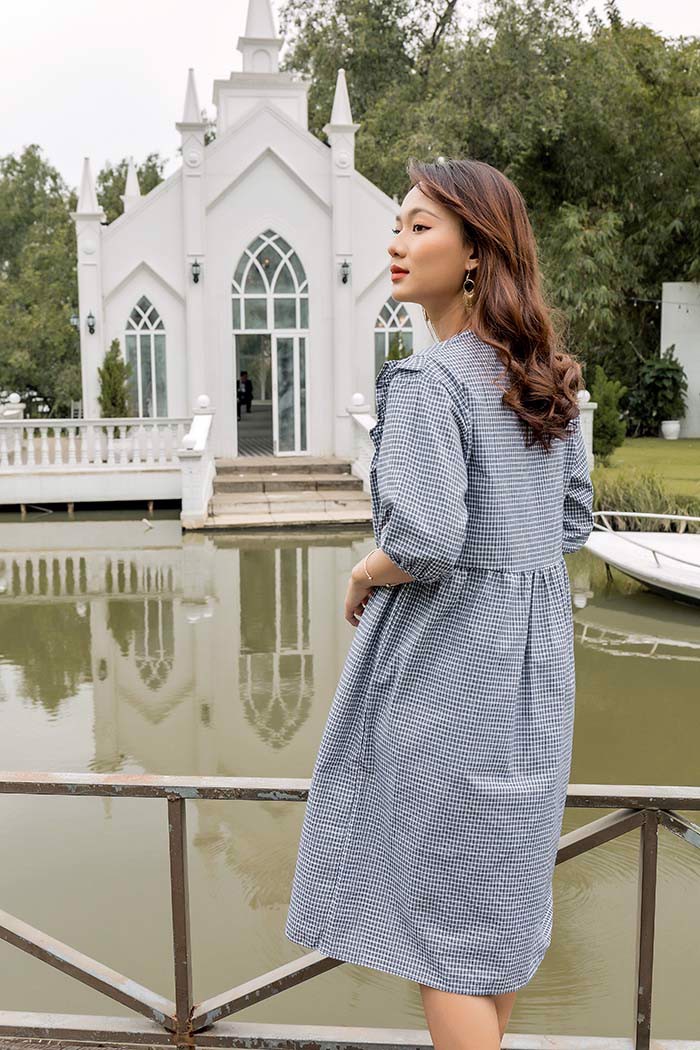 ĐẦM BẦU TAY LỬNG CỔ V HINATA DB006