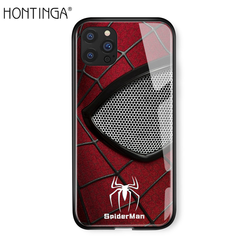Hontinga Casing Case For Apple iphone 12 12 Mini 12 Pro 12 Pro Max Case Marvel Phone Case For boys The Superhero For men Case Captain America Ironman Spiderman Tempered Glass Back Cover Casing Hard Case