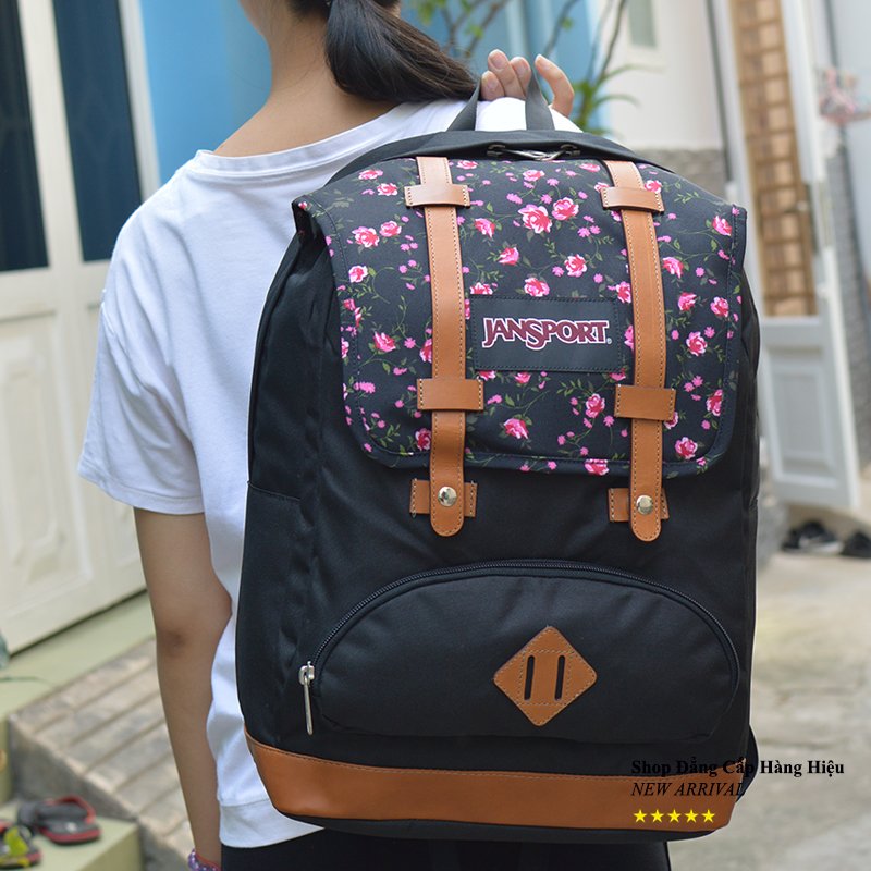 Balo jansport laptop backpack màu đen logo hoa