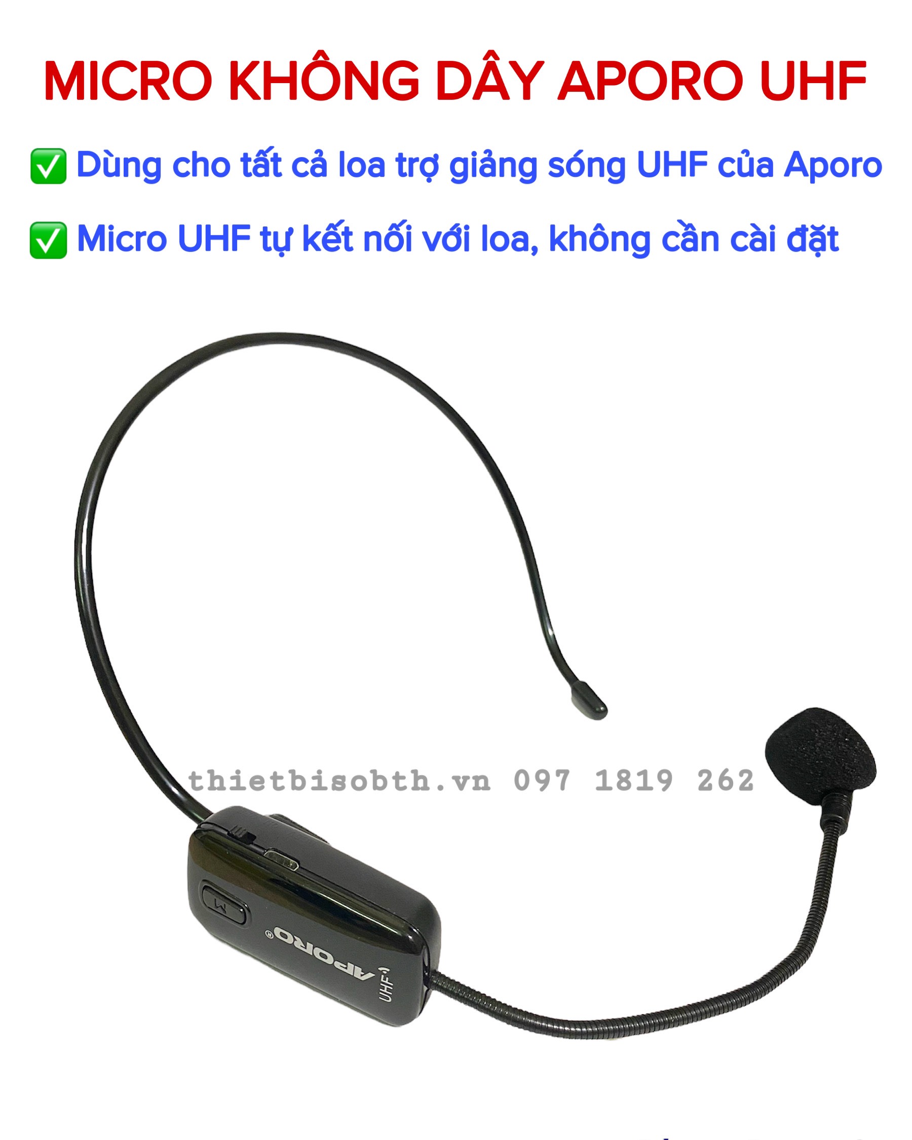 Micro không dây Aporo UHF hàng zin  theo máy