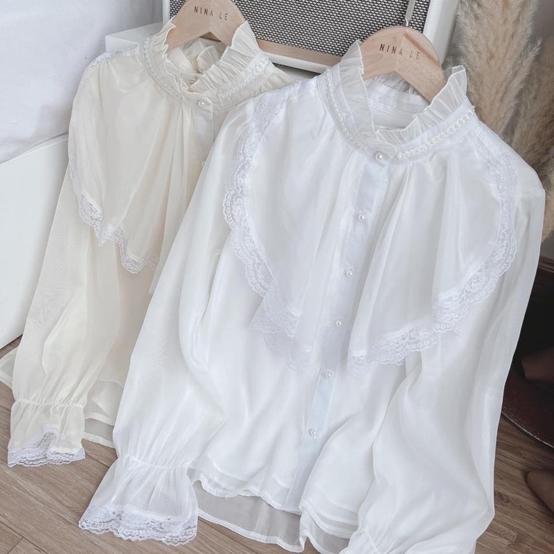 Áo sơ mi tiểu thư 2 lớp - phối cổ ren- kiểu đáng quý tộc