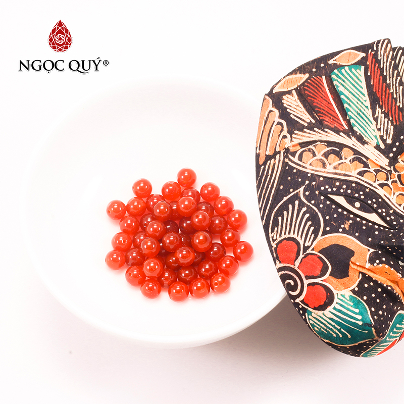 Combo 5 viên đá mã não đỏ 8mm - Ngọc Qúy Gemstones