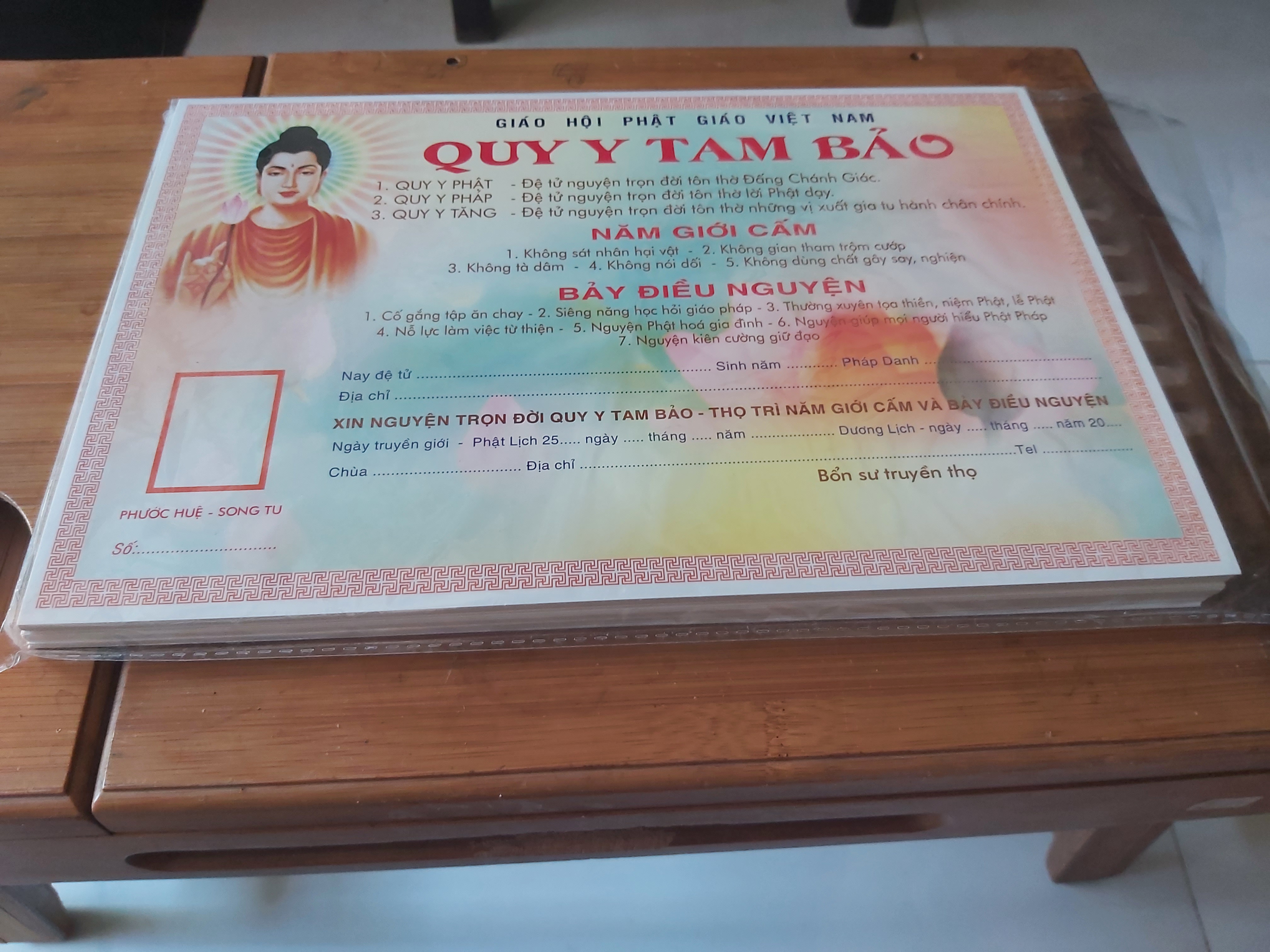 [HCM]Phái Quy Y Tam Bảo A4 ( xấp  50 tấm )