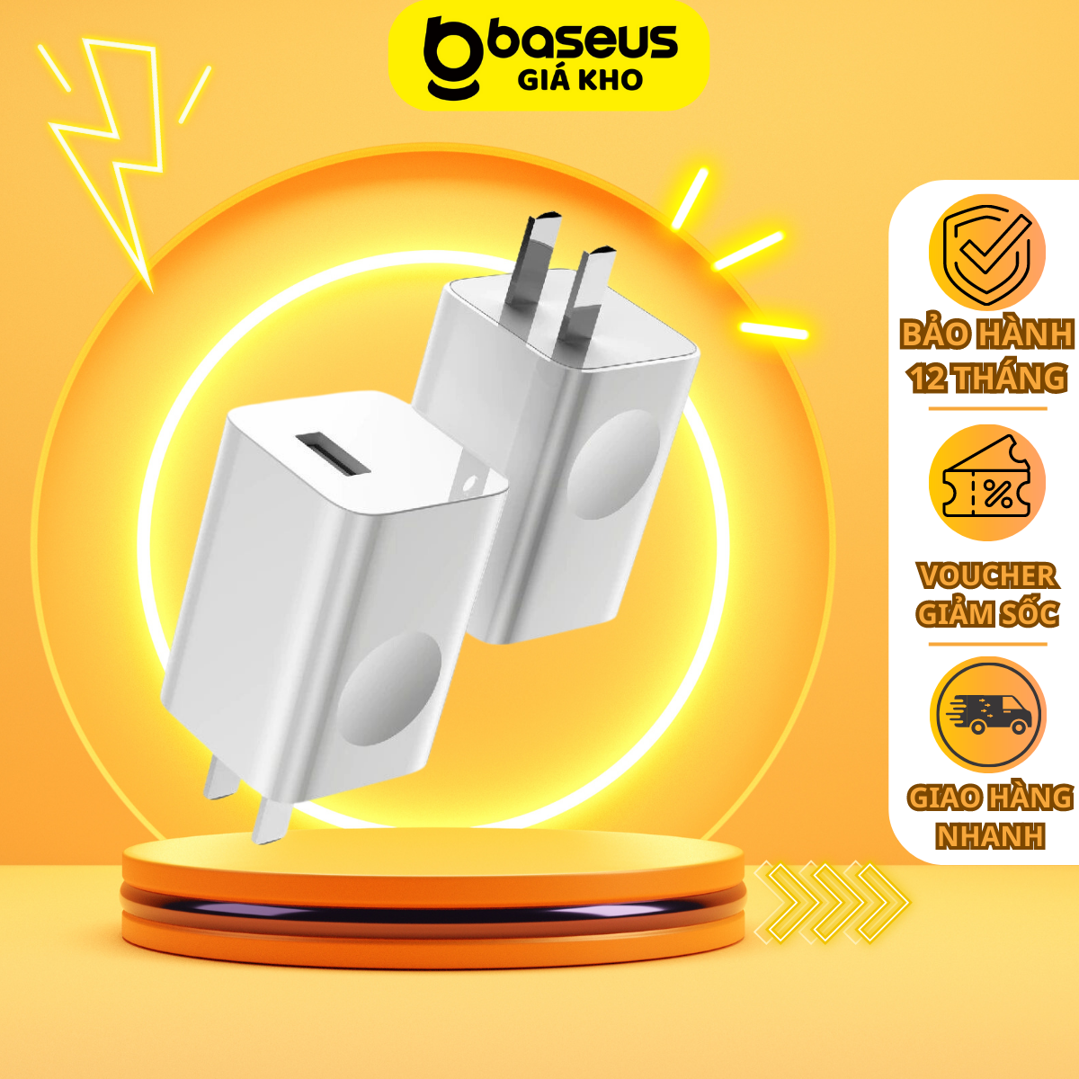 Đầu sạc nhanh baseus 24w trắng- mã cᴄall-ax02