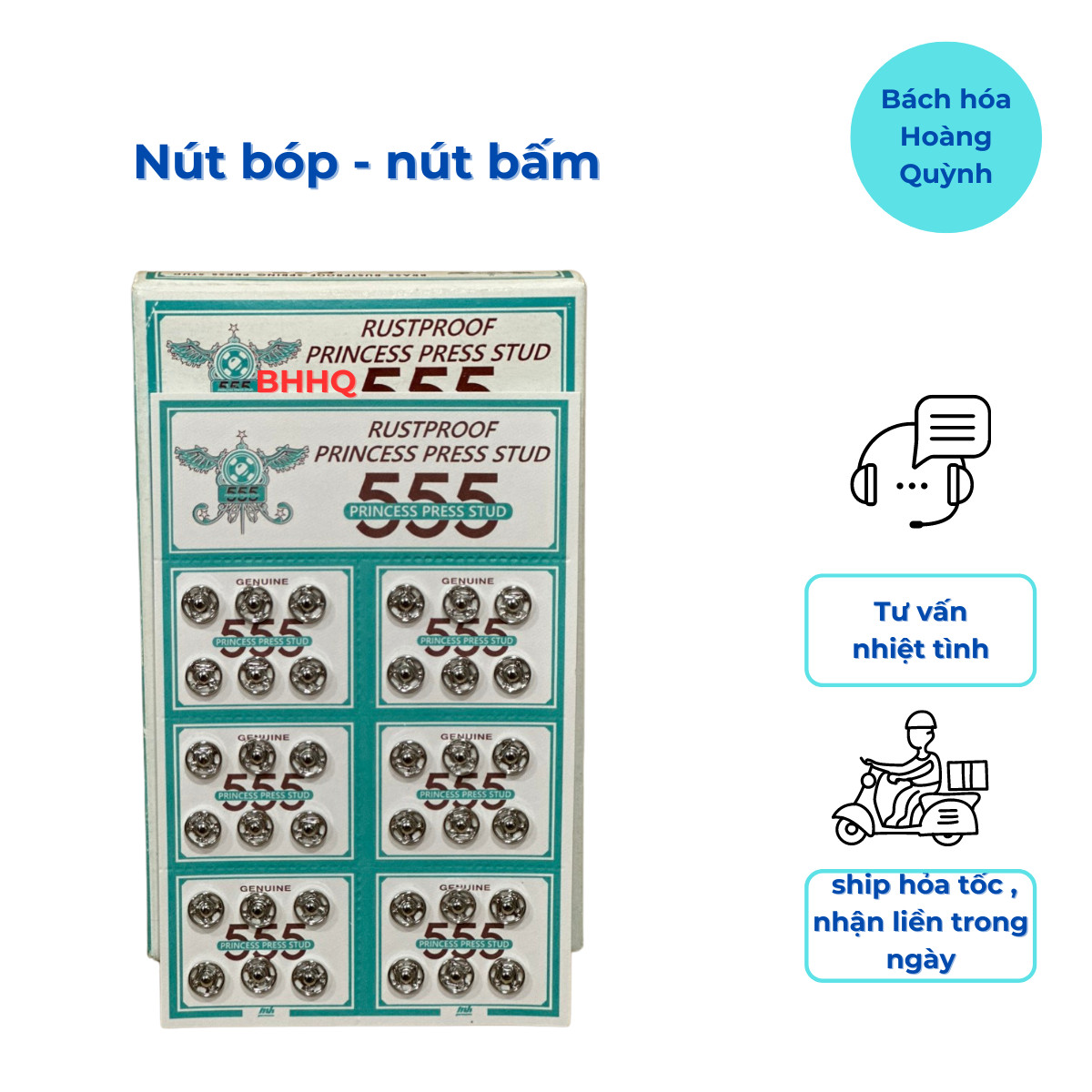Nút bóp quần áo vĩ 36 nút hiệu 555.