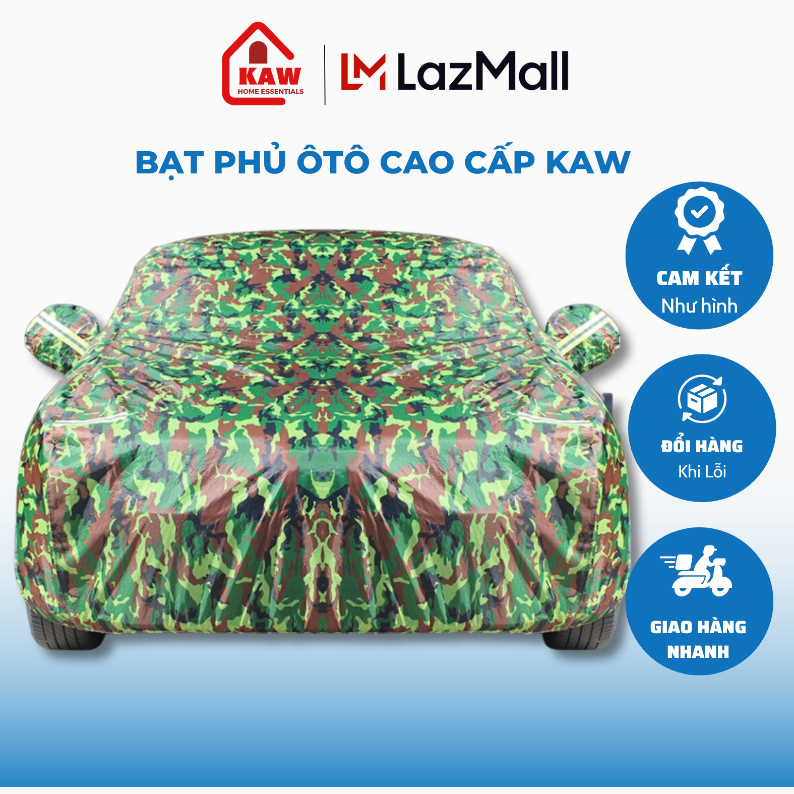 Bạt phủ xe ô tô cao cấp kaw chống nắng, chống mưa, chống bụi, cách nhiệt, có phản quang