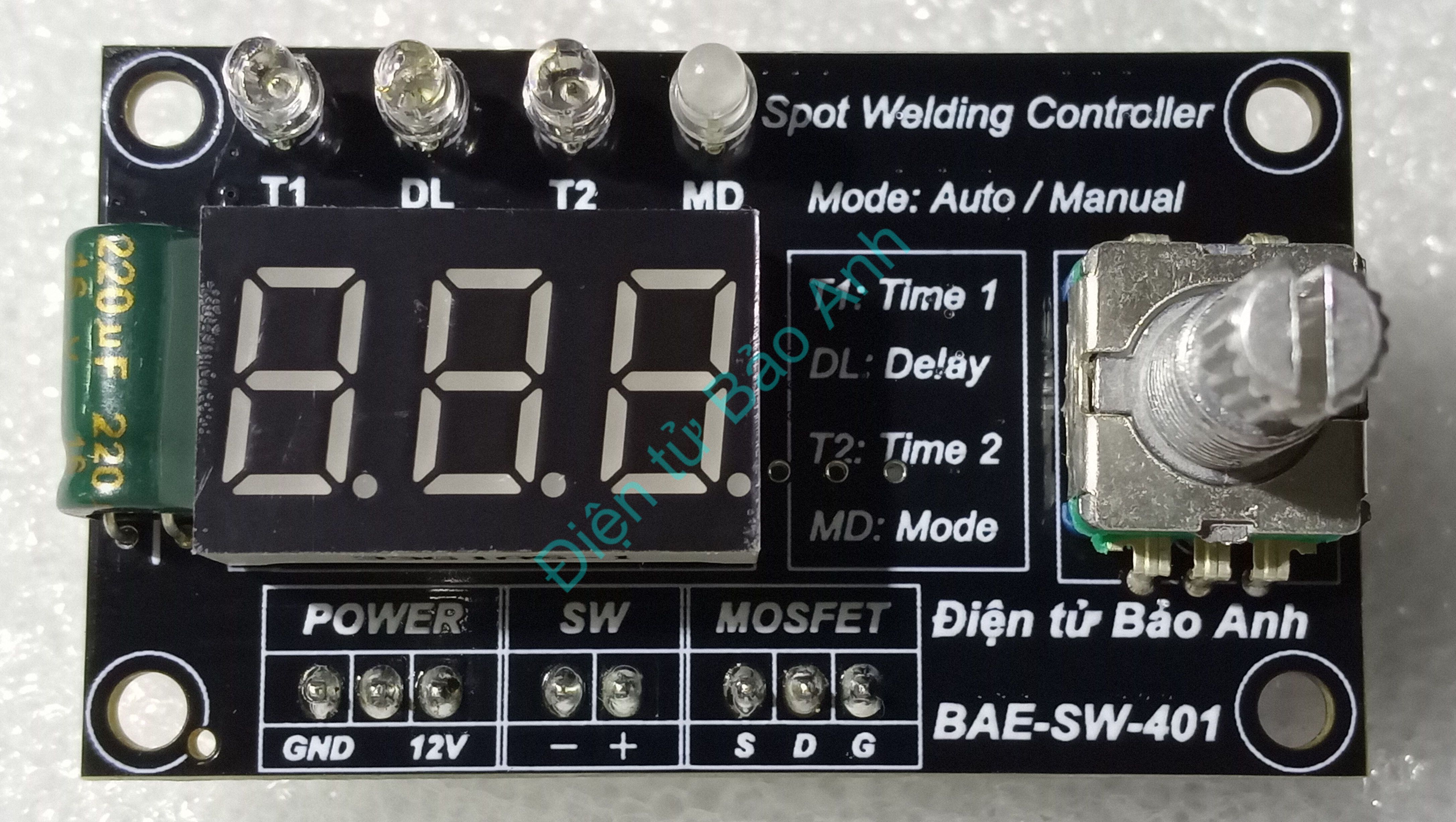 Mạch timer xung kép BAE-SW401 cho máy hàn cell pin dùng siêu tụ