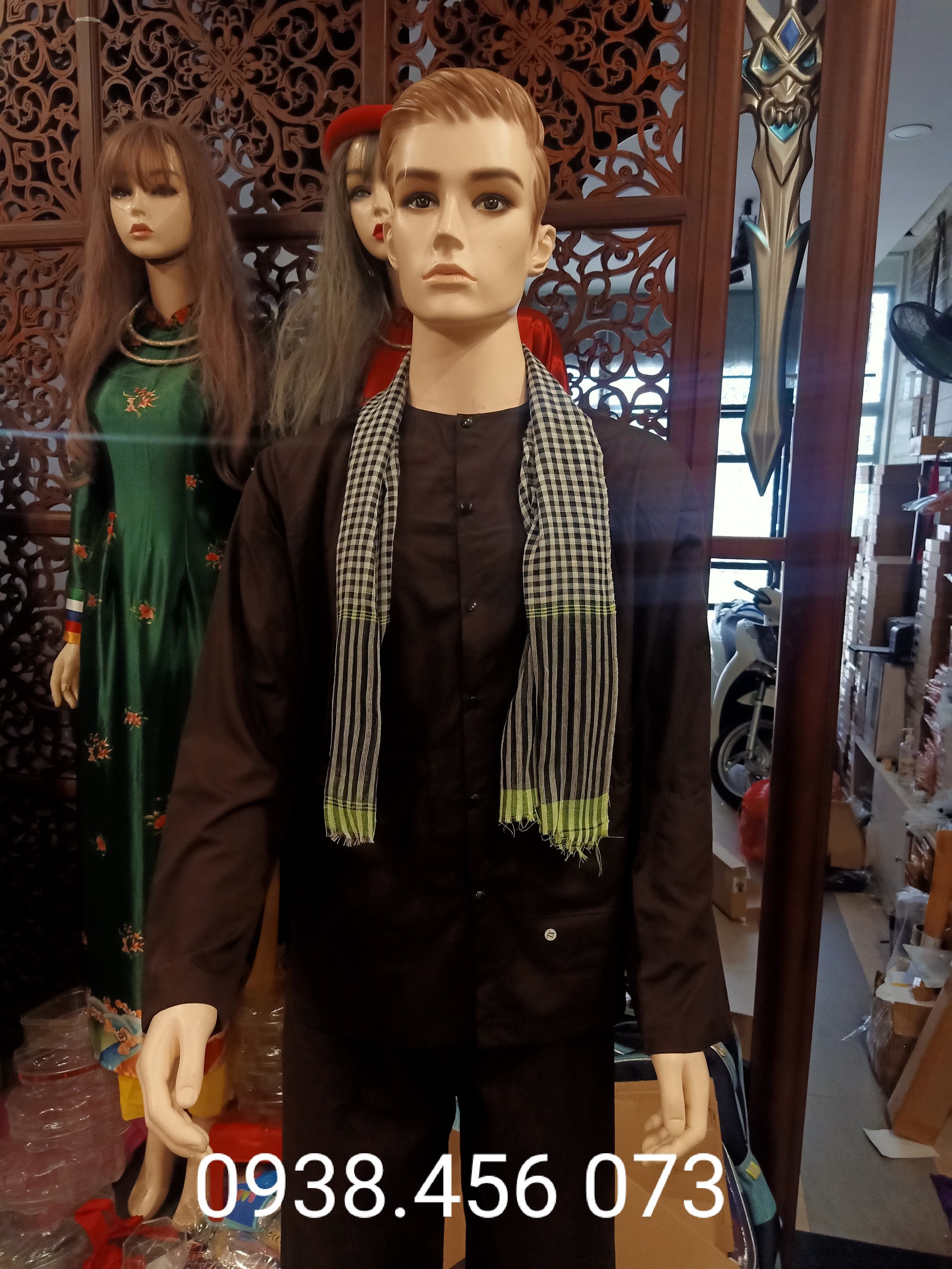 Quần Áo Bà Ba Nam Kèm Khăn Rằn