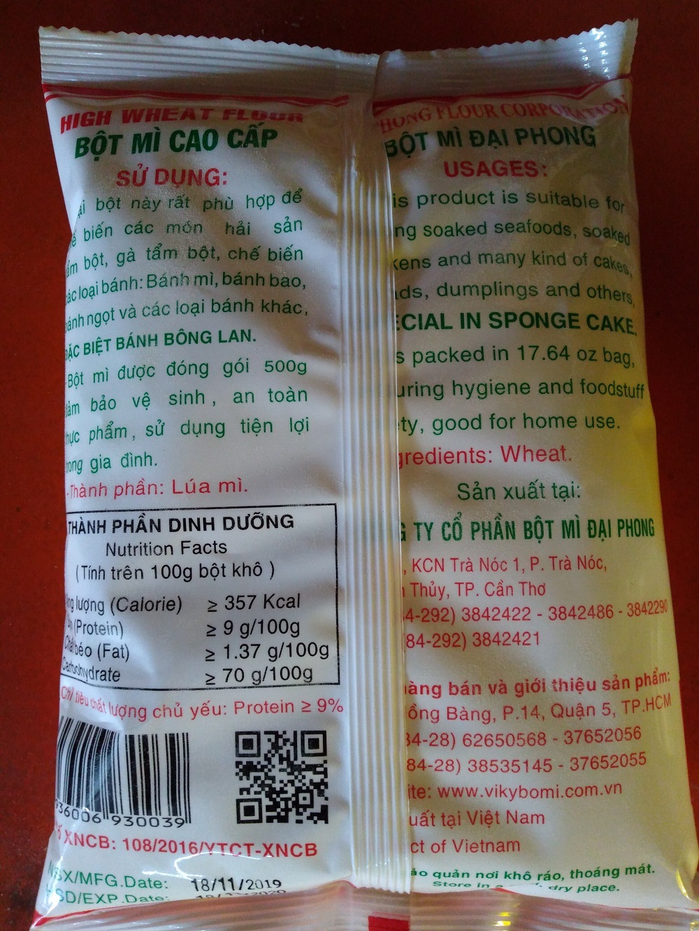 Bột mì đa dụng hiệu Táo đỏ 0.5kg