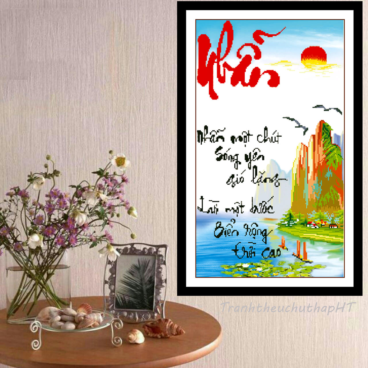 [HCM]Tranh đính đá chữ nhẫn VS080 - tự đính