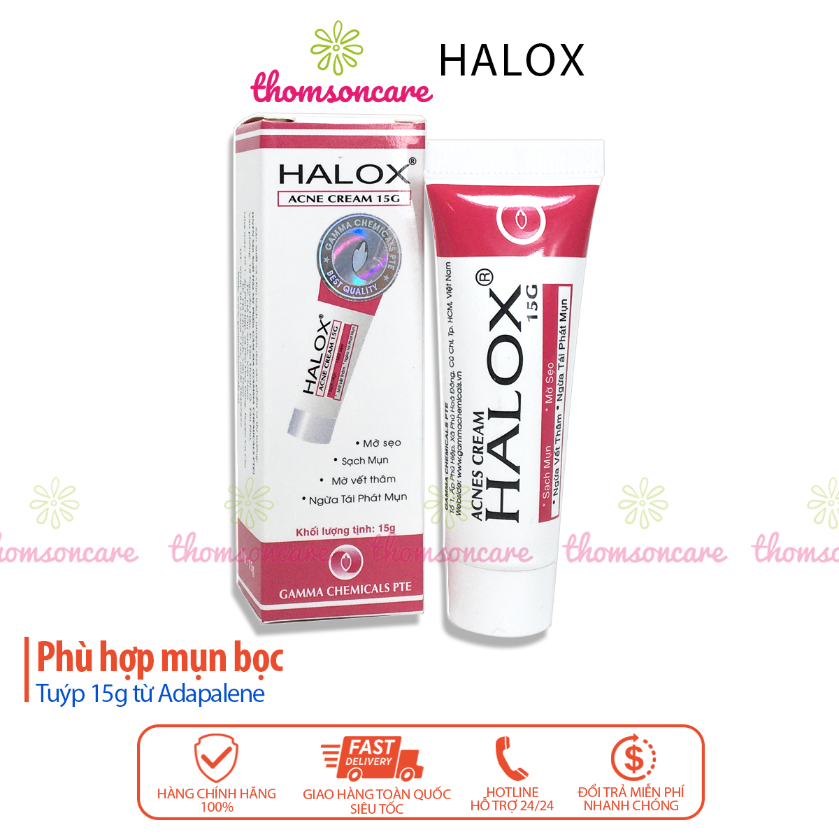Halox - kem ngừa mụn, hết sẹo - Tuýp 15g