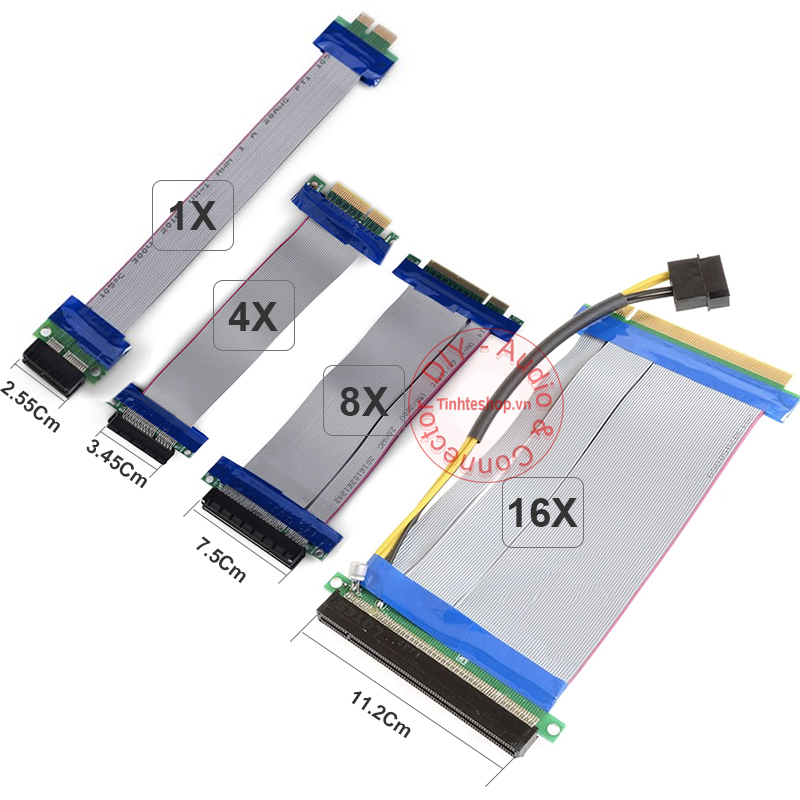 Dây cáp riser mở rộng nối dài khe cắm PCI-E 4X cho PC Máy tính để bàn 18.5Cm