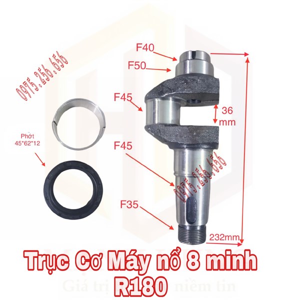 Trục cơ máy nổ 8 minh r180 phụ tùng máy nổ đầu nổ phụ tùng máy nông nghiệp