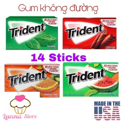 (4 vị) Kẹo gum Trident (14 viên - Sugarfree) - USA